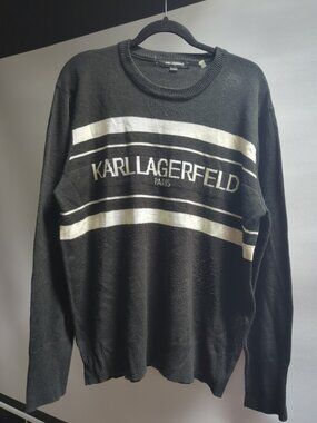 KARL LAGERFELD PARIS Men Black Logo Sweater Size XL Brand New Without Tags